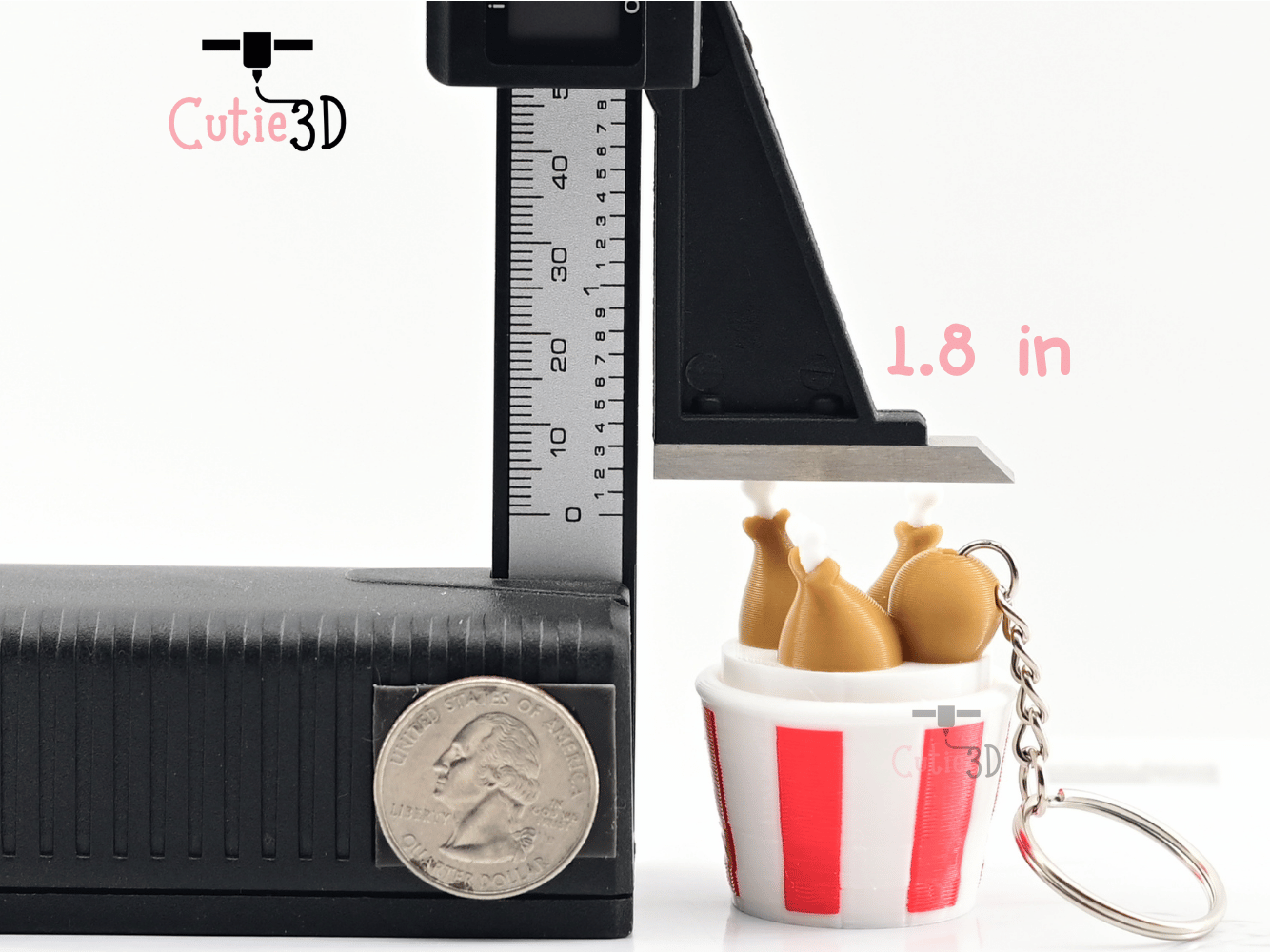Digital Downloads - Cutie3D Twisty Keycap Fidget Clicker Fried Chicken Bucket Keychain - Cute Backpack Keychain