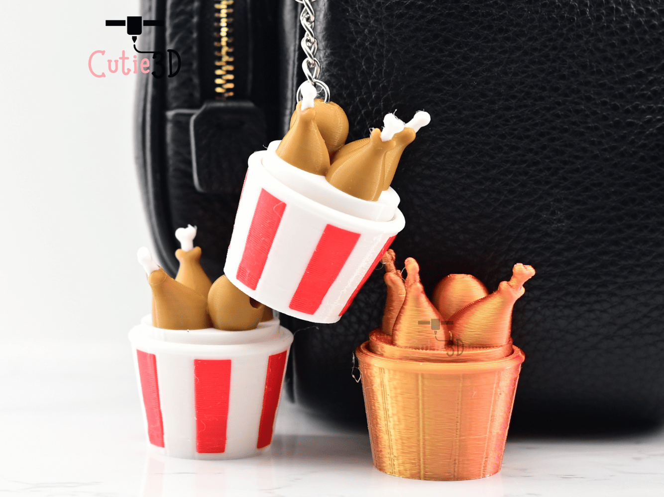 Digital Downloads - Cutie3D Twisty Keycap Fidget Clicker Fried Chicken Bucket Keychain - Cute Backpack Keychain