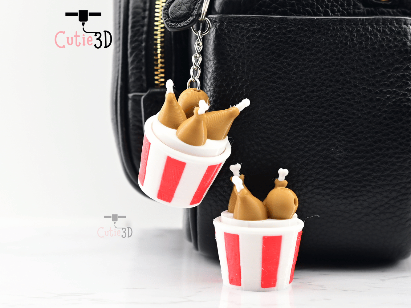 Digital Downloads - Cutie3D Twisty Keycap Fidget Clicker Fried Chicken Bucket Keychain - Cute Backpack Keychain