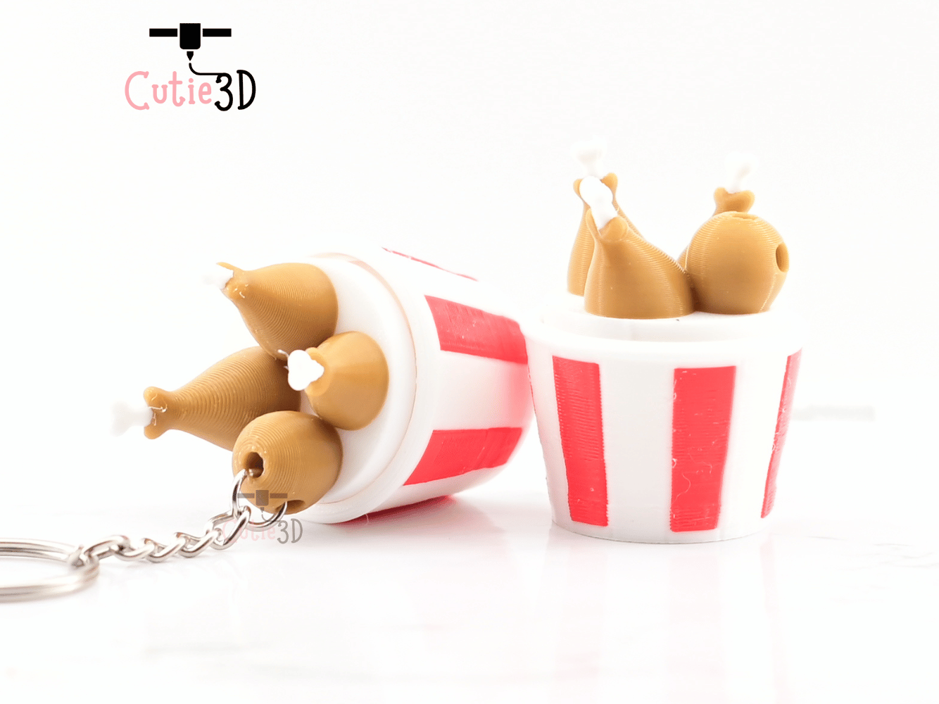 Digital Downloads - Cutie3D Twisty Keycap Fidget Clicker Fried Chicken Bucket Keychain - Cute Backpack Keychain