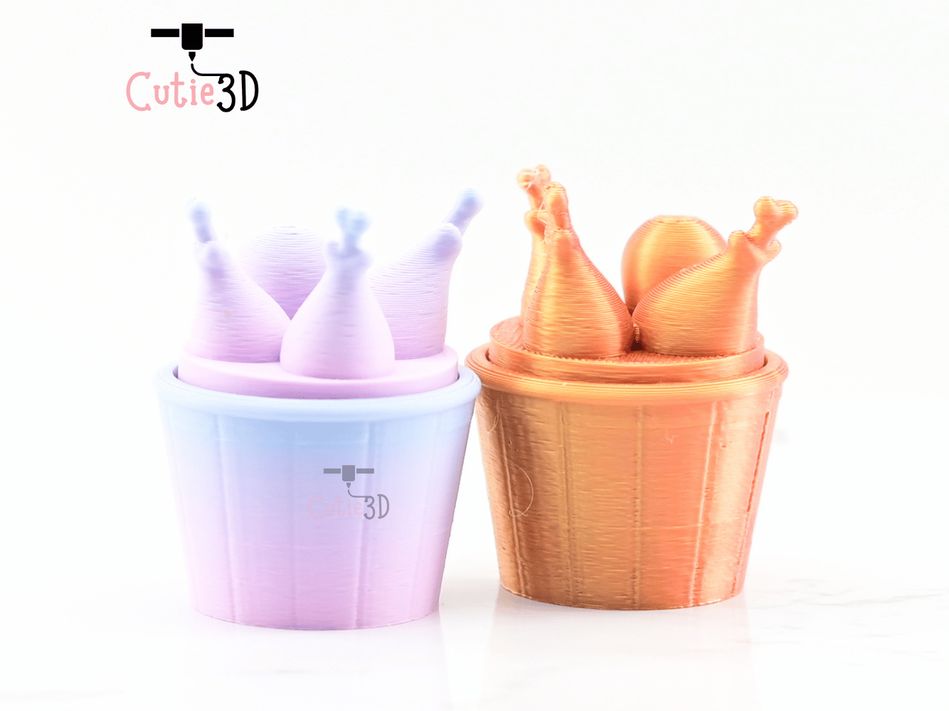 Digital Downloads - Cutie3D Twisty Keycap Fidget Clicker Fried Chicken Bucket Keychain - Cute Backpack Keychain