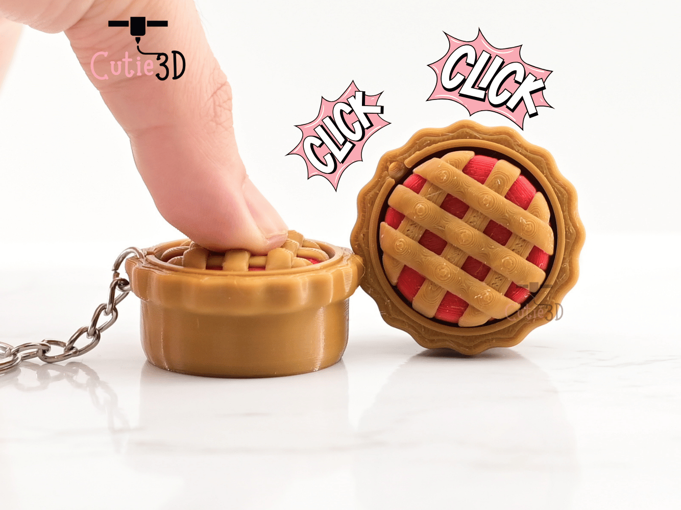 Digital Downloads - Cutie3D Twisty Keycap Fidget Clicker Keychain For Pie Lovers - Cute Backpack Keychain