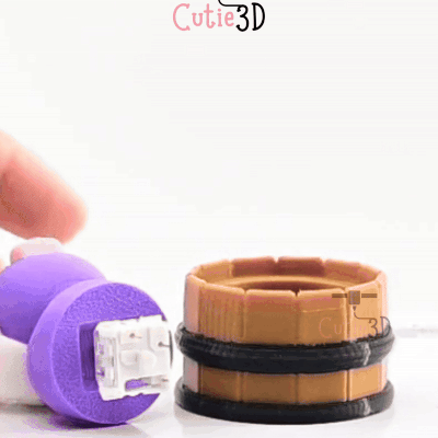 Digital Downloads - Cutie3D Twisty Keycap Fidget Clicker Pig In A Shower Barrel Keychain - Cute Backpack Keychain
