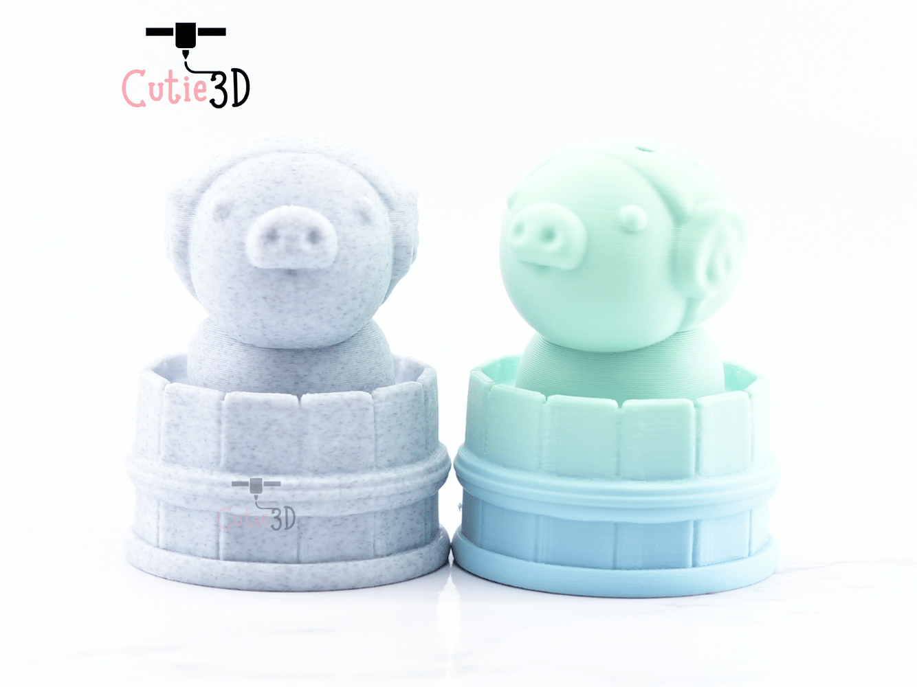 Digital Downloads - Cutie3D Twisty Keycap Fidget Clicker Pig In A Shower Barrel Keychain - Cute Backpack Keychain