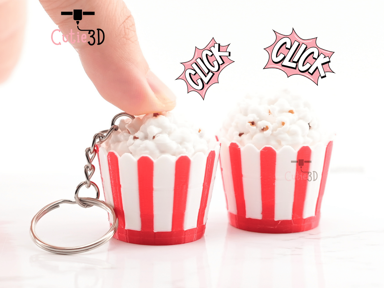 Digital Downloads - Cutie3D Twisty Keycap Fidget Clicker Popcorn Bucket Keychain - Cute Backpack Keychain