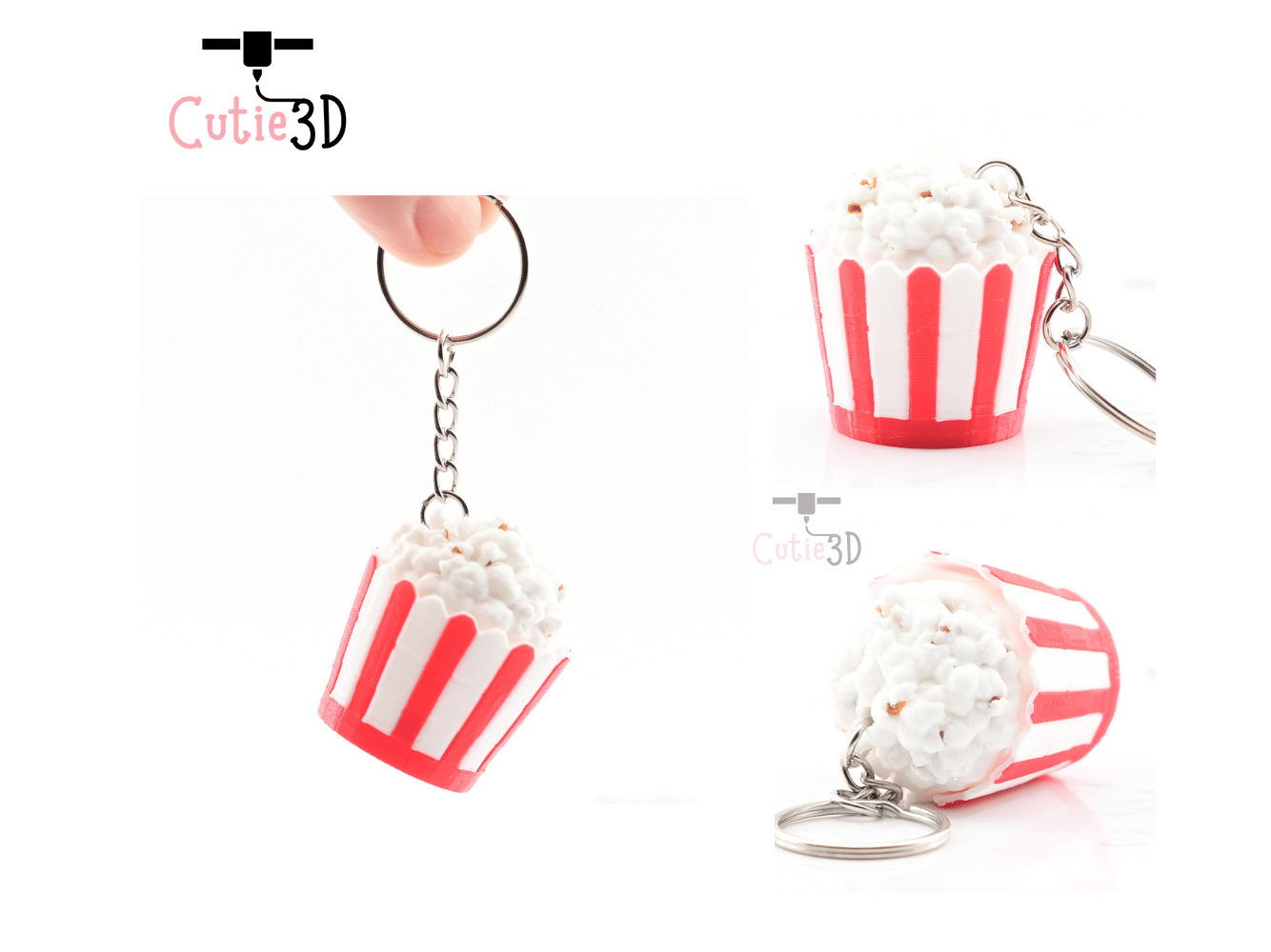 Digital Downloads - Cutie3D Twisty Keycap Fidget Clicker Popcorn Bucket Keychain - Cute Backpack Keychain