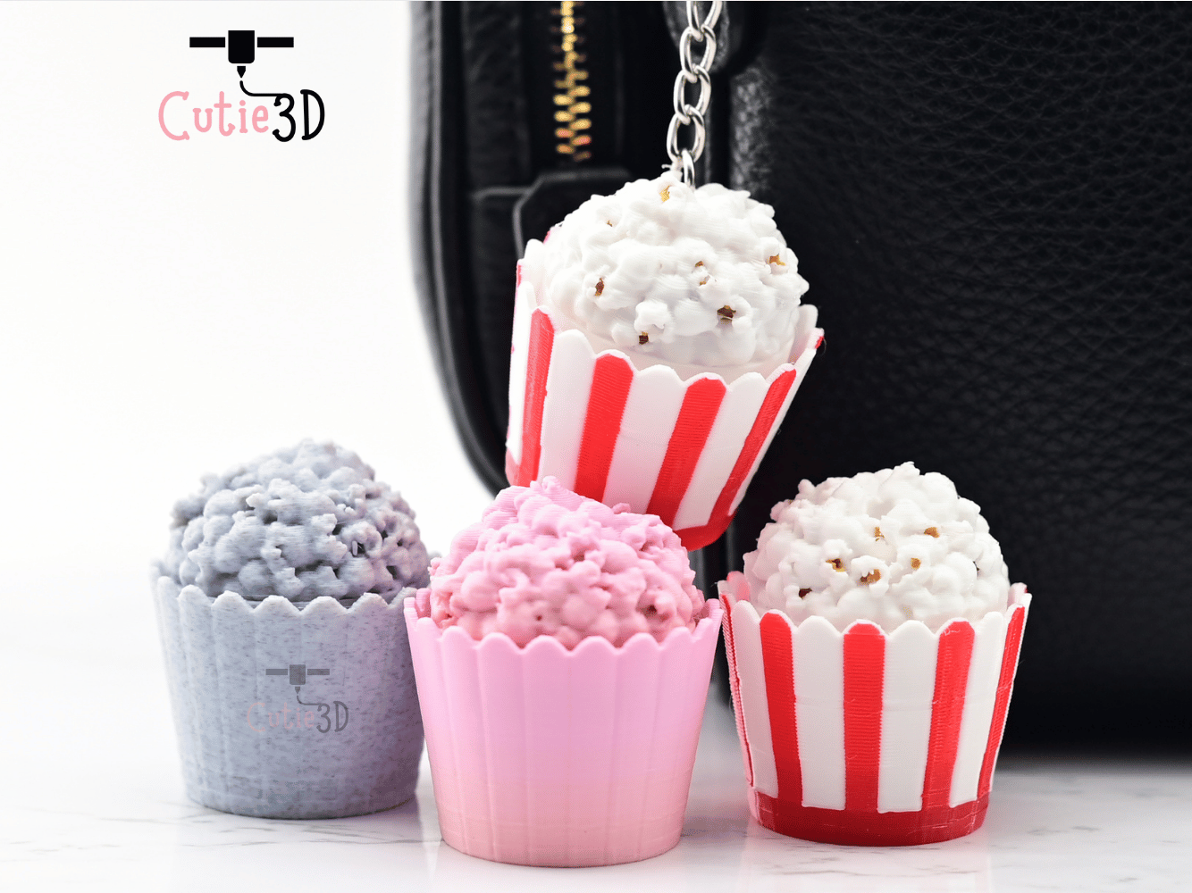 Digital Downloads - Cutie3D Twisty Keycap Fidget Clicker Popcorn Bucket Keychain - Cute Backpack Keychain