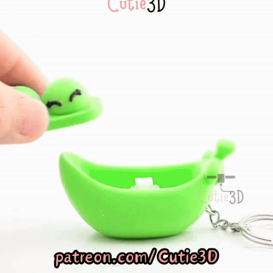 Digital Downloads - Cutie3D Two Peas In Pod Keycap Fidget Clicker Keychain - Cute Backpack Keychain