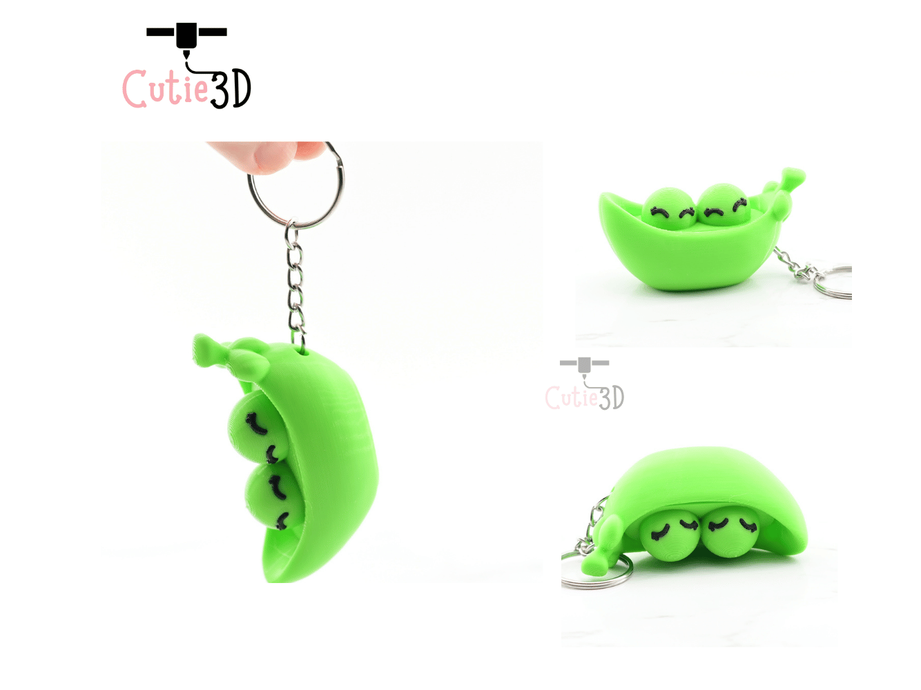 Digital Downloads - Cutie3D Two Peas In Pod Keycap Fidget Clicker Keychain - Cute Backpack Keychain