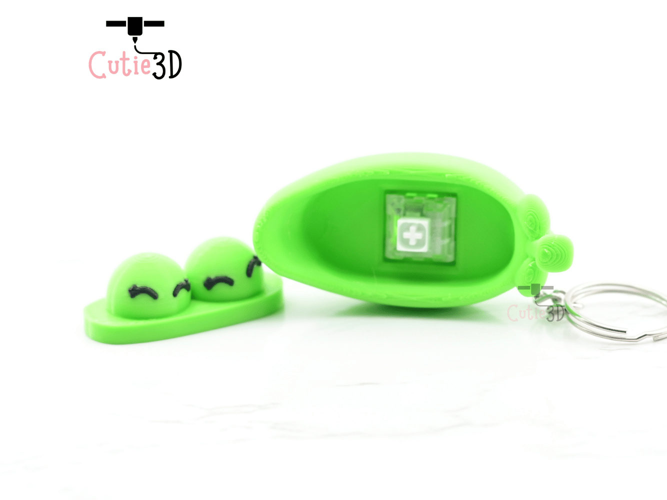 Digital Downloads - Cutie3D Two Peas In Pod Keycap Fidget Clicker Keychain - Cute Backpack Keychain
