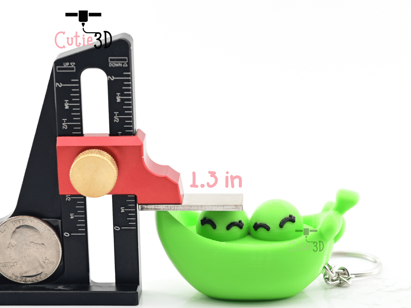 Digital Downloads - Cutie3D Two Peas In Pod Keycap Fidget Clicker Keychain - Cute Backpack Keychain