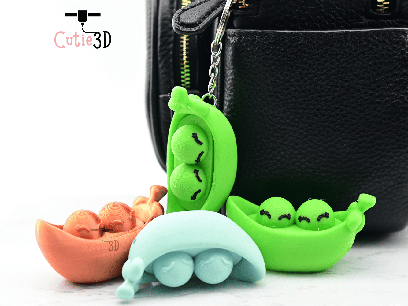 Digital Downloads - Cutie3D Two Peas In Pod Keycap Fidget Clicker Keychain - Cute Backpack Keychain