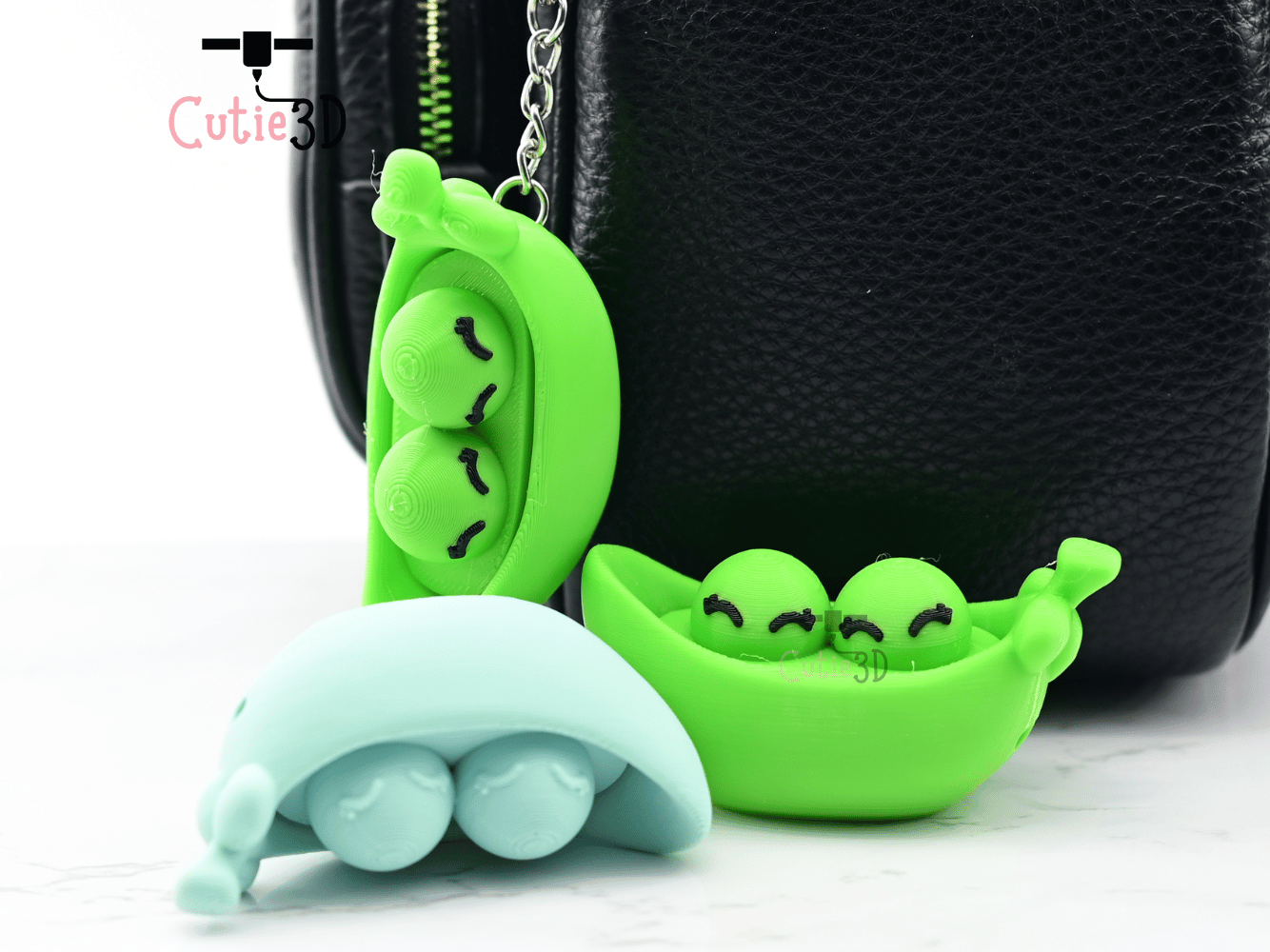 Digital Downloads - Cutie3D Two Peas In Pod Keycap Fidget Clicker Keychain - Cute Backpack Keychain
