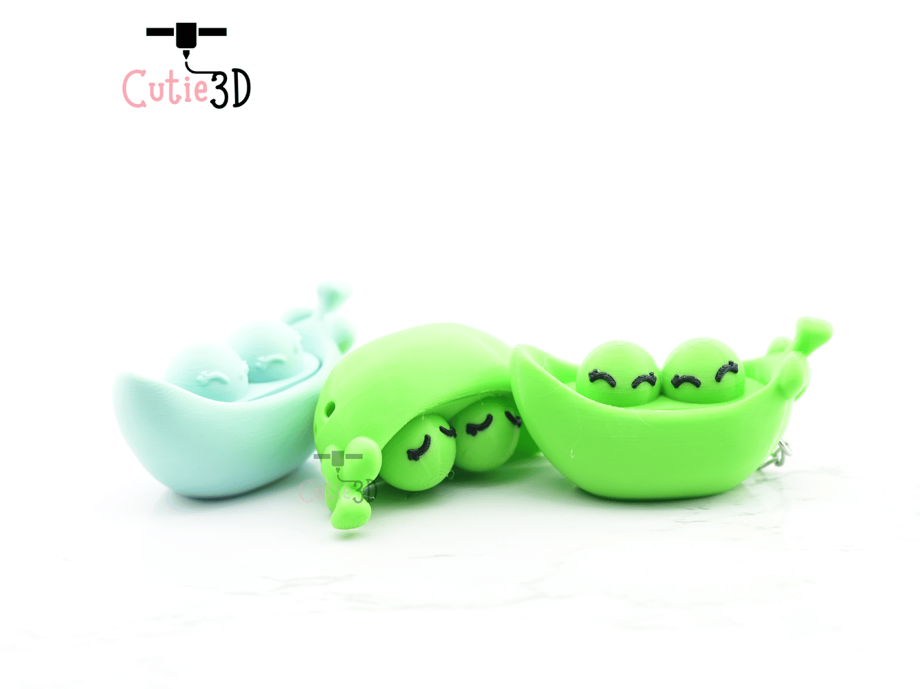 Digital Downloads - Cutie3D Two Peas In Pod Keycap Fidget Clicker Keychain - Cute Backpack Keychain