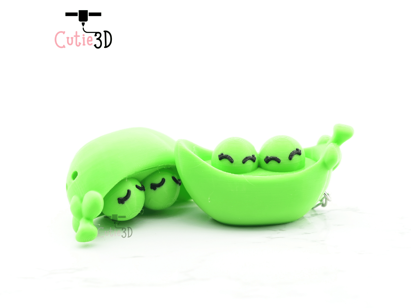 Digital Downloads - Cutie3D Two Peas In Pod Keycap Fidget Clicker Keychain - Cute Backpack Keychain