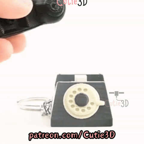 Digital Downloads - Cutie3D Vintage Rotary Phone Keycap Fidget Clicker Keychain - Cute Backpack Keychain