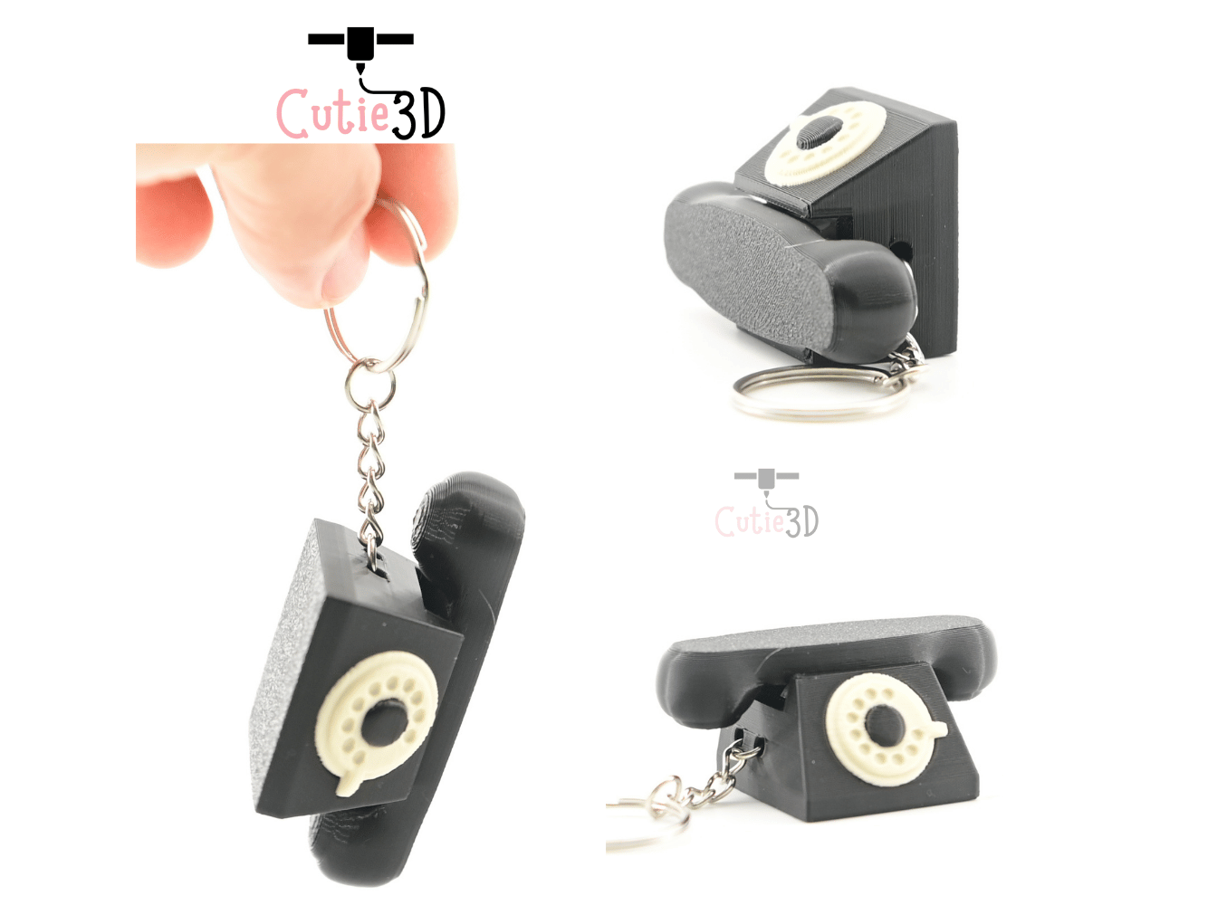 Digital Downloads - Cutie3D Vintage Rotary Phone Keycap Fidget Clicker Keychain - Cute Backpack Keychain