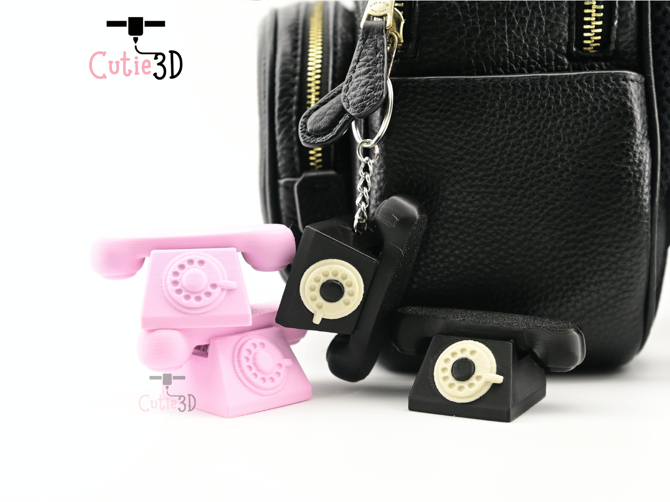 Digital Downloads - Cutie3D Vintage Rotary Phone Keycap Fidget Clicker Keychain - Cute Backpack Keychain
