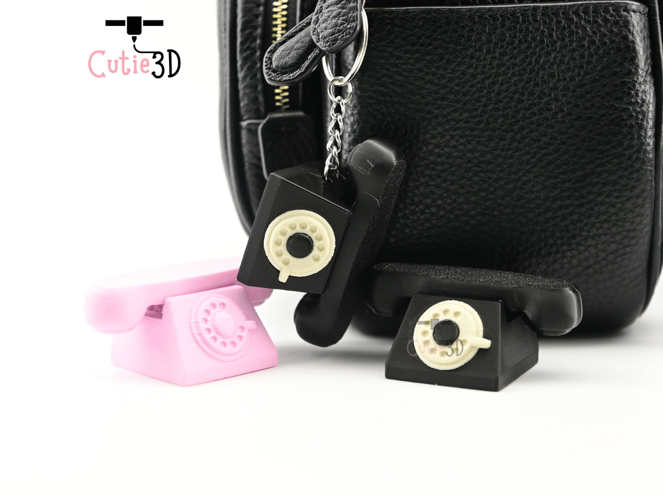 Digital Downloads - Cutie3D Vintage Rotary Phone Keycap Fidget Clicker Keychain - Cute Backpack Keychain