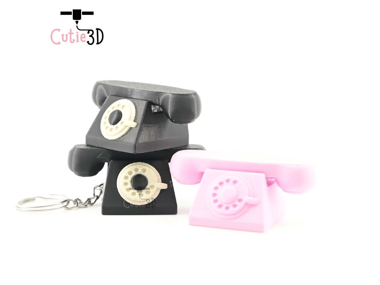 Digital Downloads - Cutie3D Vintage Rotary Phone Keycap Fidget Clicker Keychain - Cute Backpack Keychain
