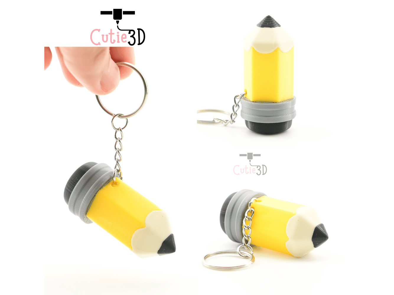 Digital Downloads - Cutie3D Wooden Pencil Keycap Fidget Clicker Keychain - Cute Backpack Keychain
