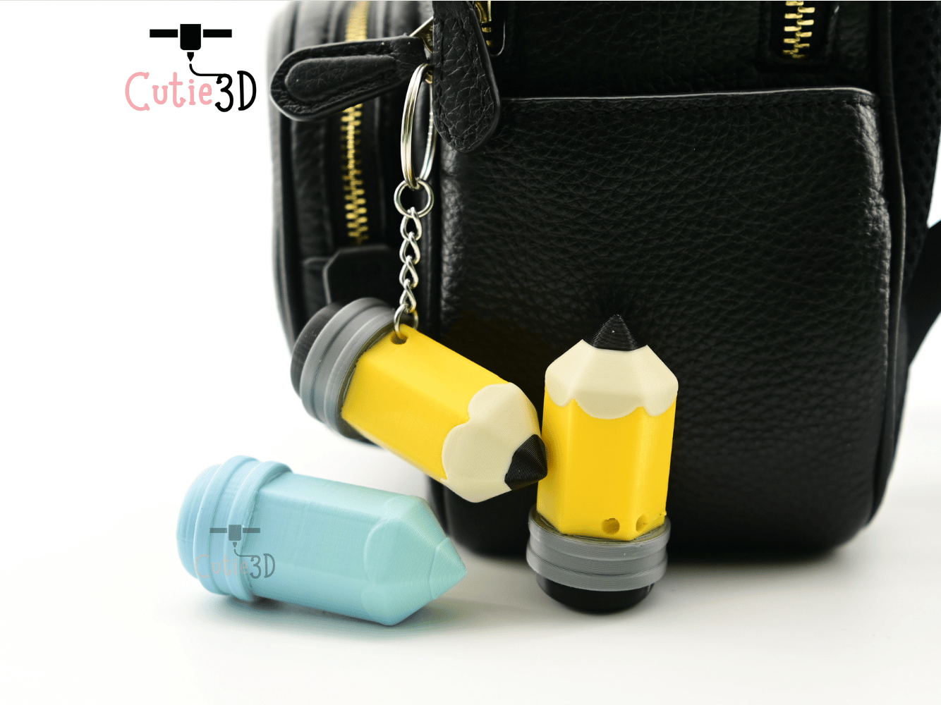 Digital Downloads - Cutie3D Wooden Pencil Keycap Fidget Clicker Keychain - Cute Backpack Keychain