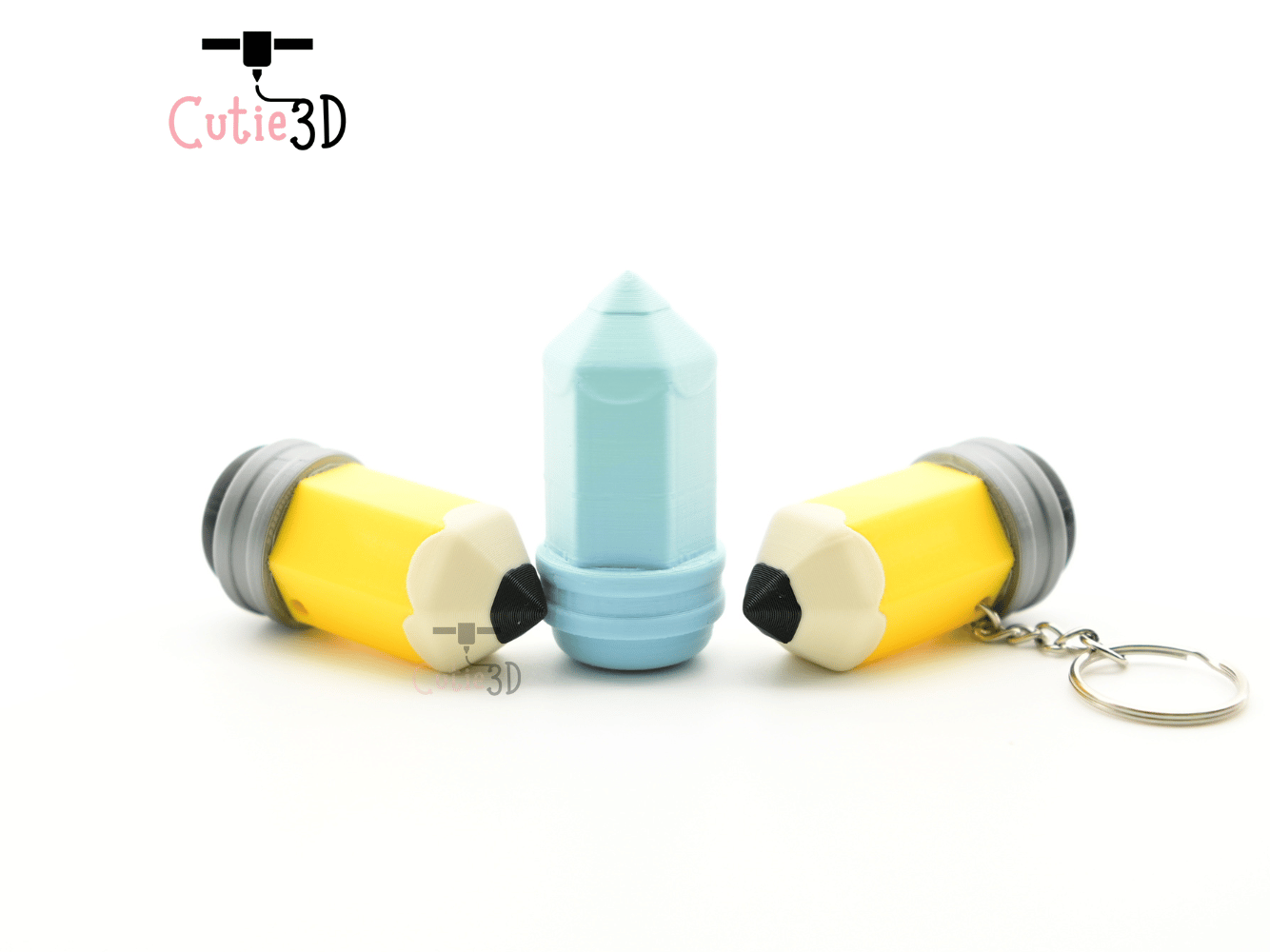 Digital Downloads - Cutie3D Wooden Pencil Keycap Fidget Clicker Keychain - Cute Backpack Keychain
