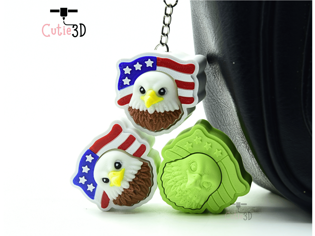 Cutie3D-American Flag Bald Eagle for July 4th Fidget Clicker Keychain_05.png