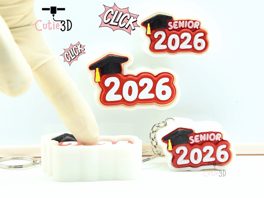 Digital Downloads - Cutie3D Graduation Celebration Hat 2026 Fidget Clicker Keychain - Cute Backpack Keychain