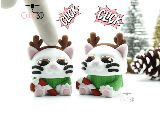 Cutie3D-Christmas Reindeer Cat Keycap Fidget Clicker Keychain_01.png