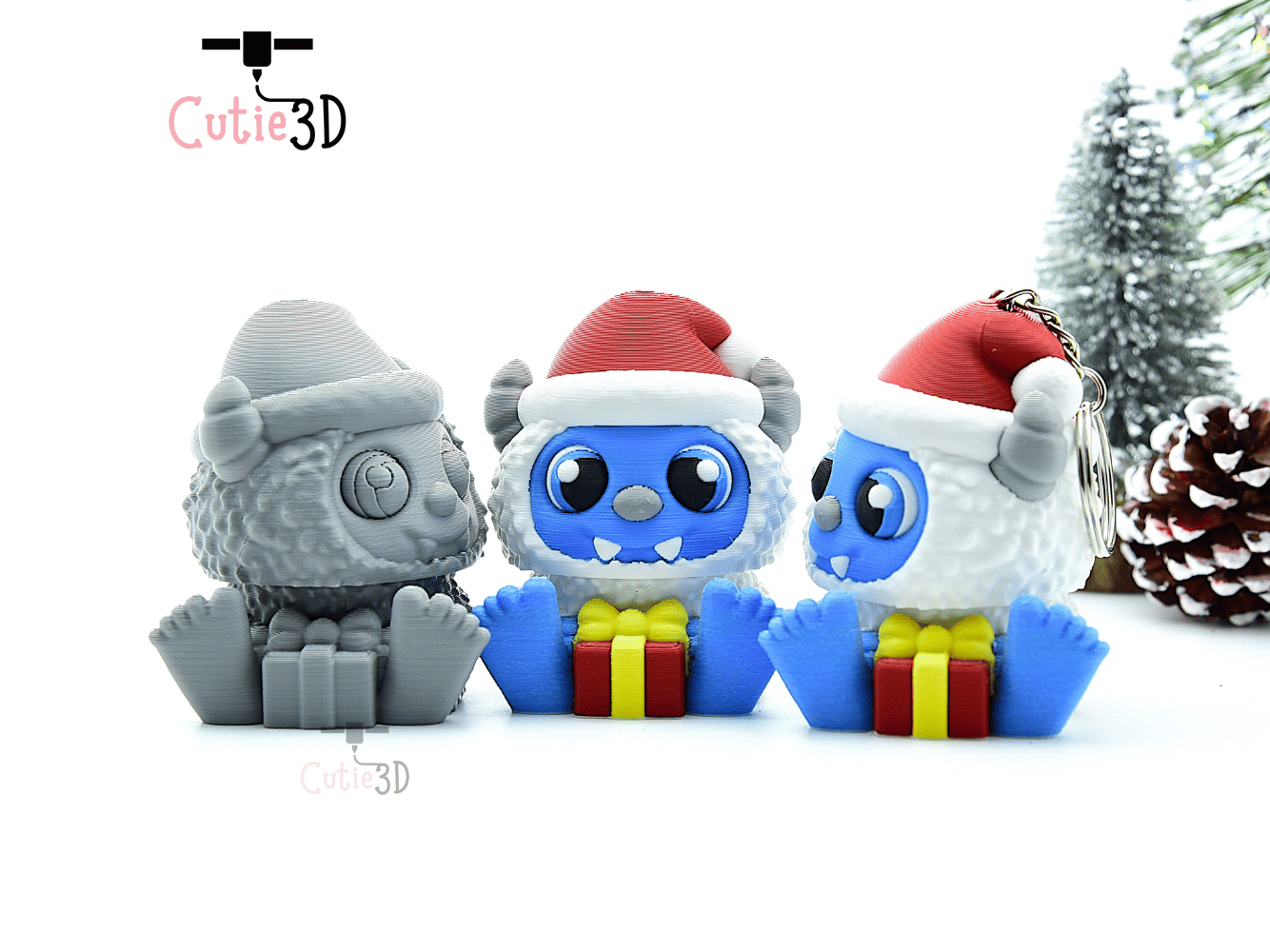 Cutie3D-Christmas Yeti with Presents Keycap Fidget Clicker Keychain_08.png