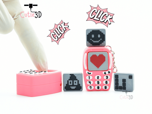 Digital Downloads - Cutie3D Y2K Retro Love Phone Fidget Clicker Keychain - Cute Backpack Keychain