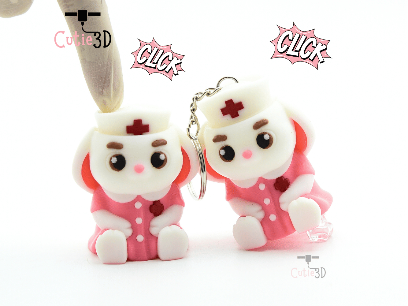 Cutie3D-Nurse Bunny for Animal Lovers Fidget Clicker Keychain_01.png