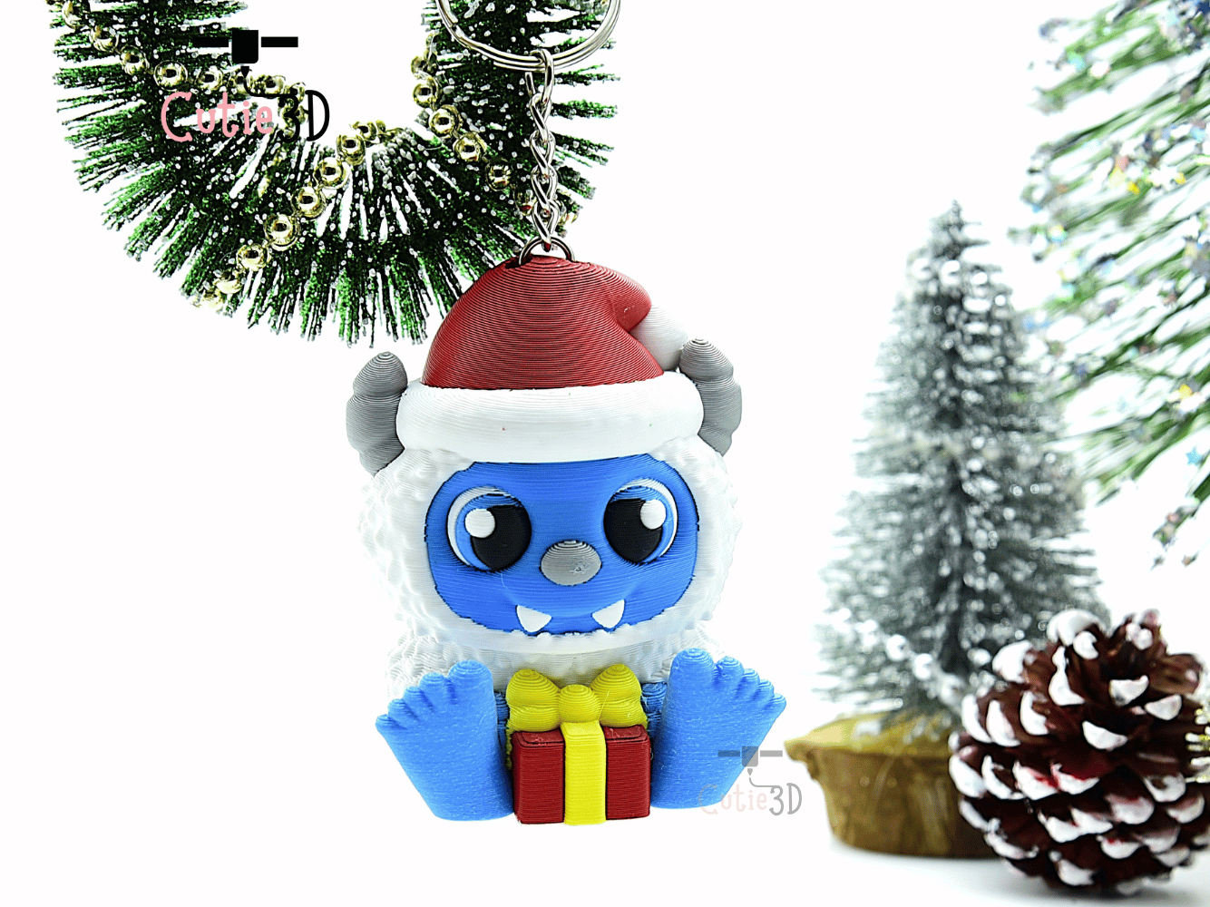 Cutie3D-Christmas Yeti with Presents Keycap Fidget Clicker Keychain_07.png