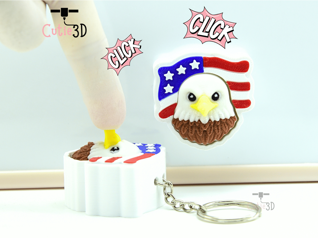 Cutie3D-American Flag Bald Eagle for July 4th Fidget Clicker Keychain_01.png