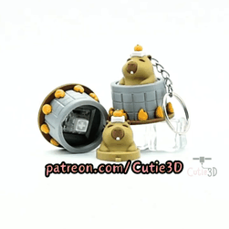 Cutie3D-Relaxed Capybara in Hot Spring Fidget Clicker Keychain_11.gif
