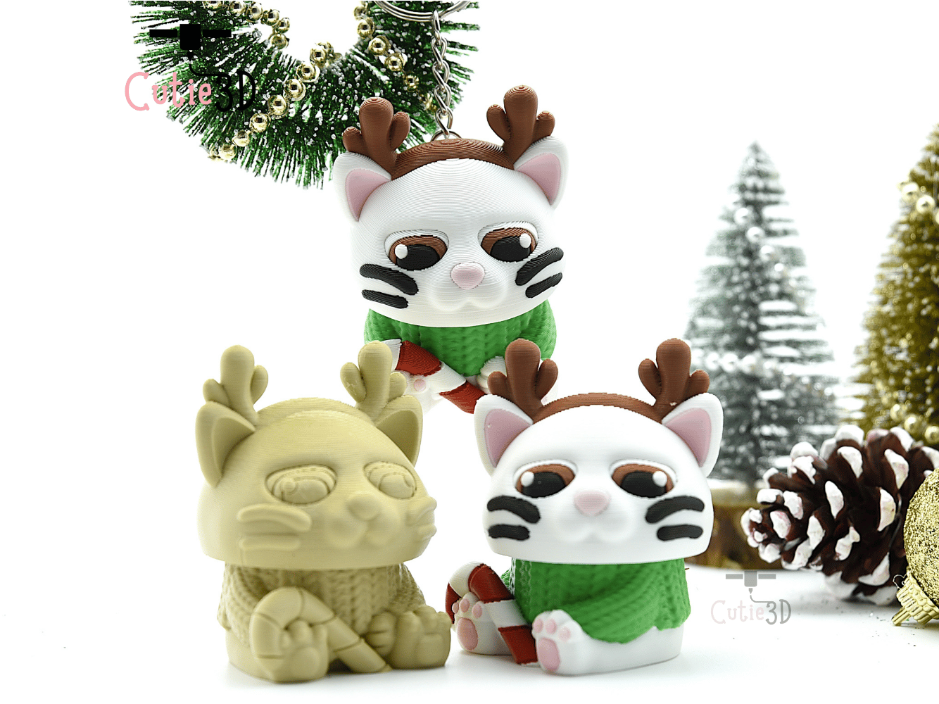 Cutie3D-Christmas Reindeer Cat Keycap Fidget Clicker Keychain_05.png