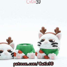 Cutie3D-Christmas Reindeer Cat Keycap Fidget Clicker Keychain_11.gif
