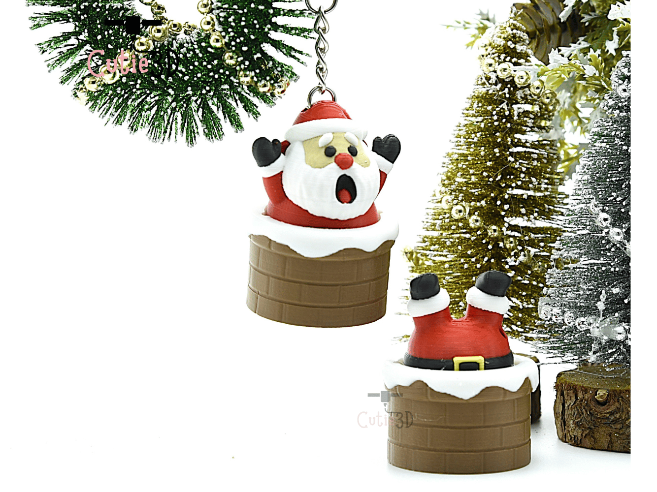 Cutie3D-Christmas Santa in Chimney Keycap Fidget Clicker Keychain_07.png