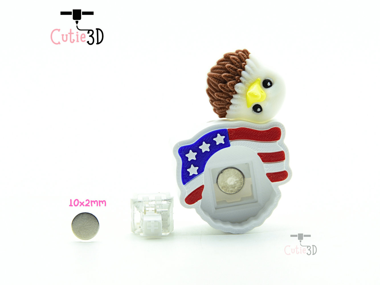 Cutie3D-American Flag Bald Eagle for July 4th Fidget Clicker Keychain_03.png