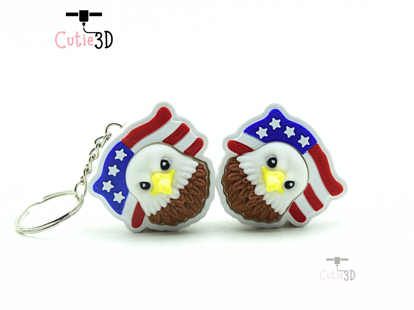 Cutie3D-American Flag Bald Eagle for July 4th Fidget Clicker Keychain_09.png