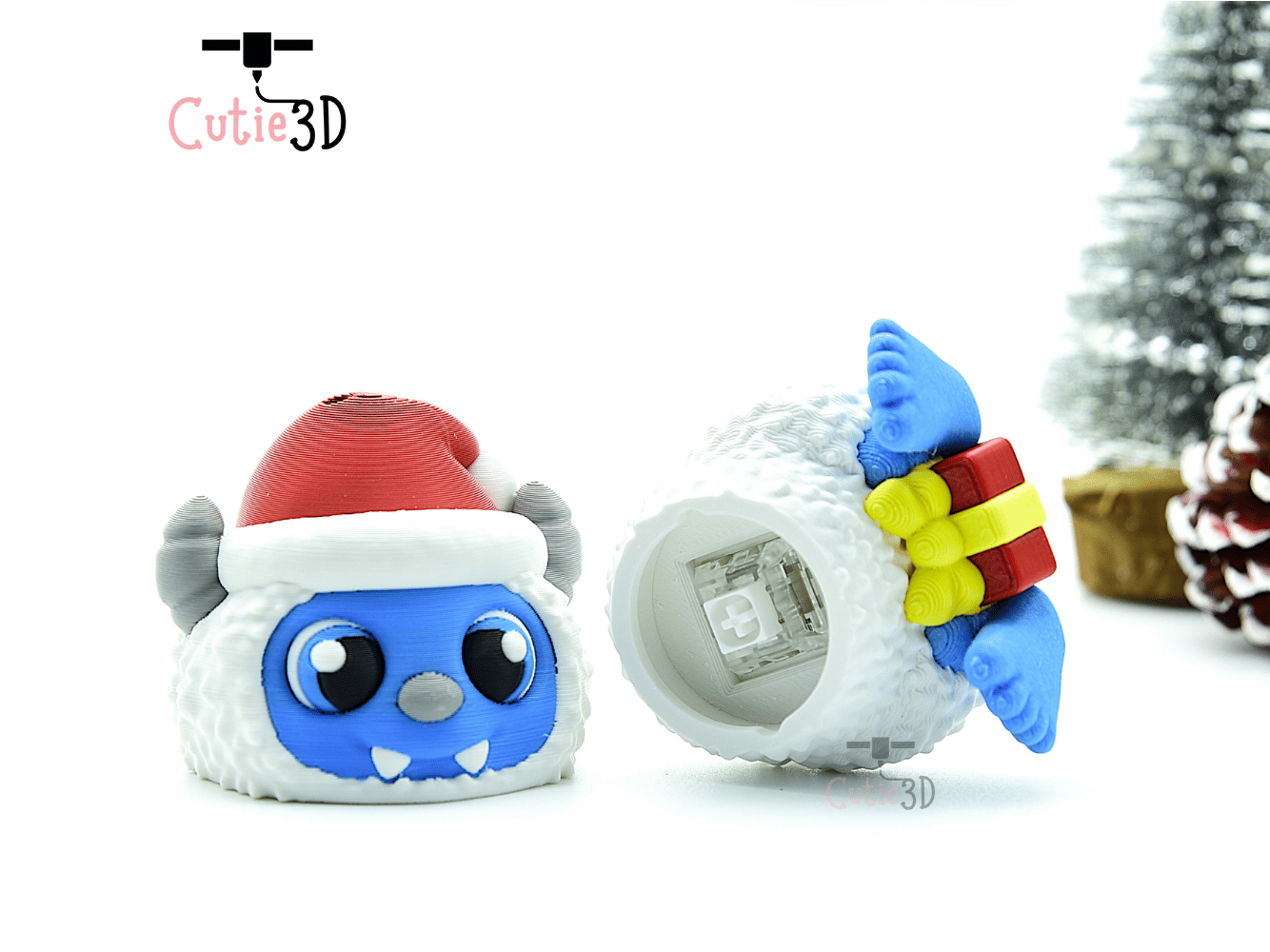 Cutie3D-Christmas Yeti with Presents Keycap Fidget Clicker Keychain_03.png