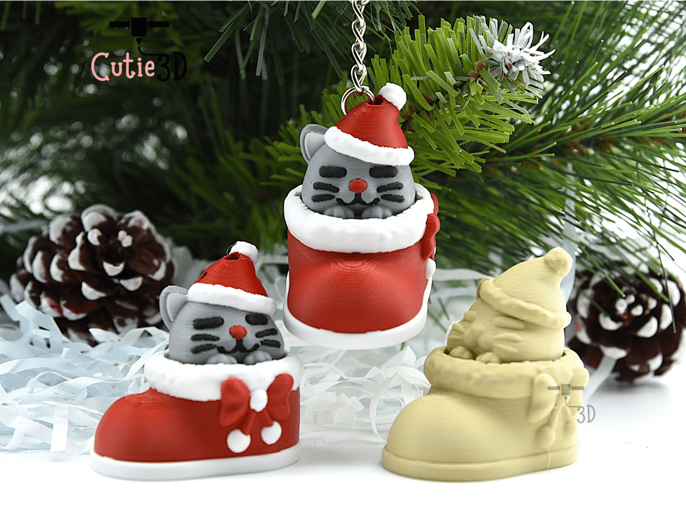 Cutie3D-Christmas Cat in Boot Keycap Fidget Clicker Keychain_05.png