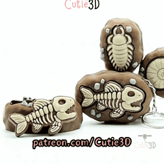 Cutie3D-Ammonite Fossil Set of Clicker Keychains_11.gif