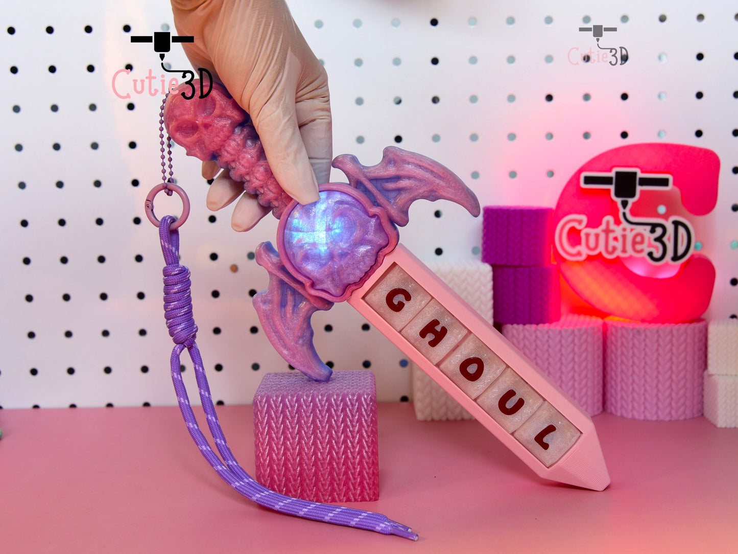 Cutie3D-Halloween Custom Name Skull Swords Fidget Led Clicker Keychain_03.jpg