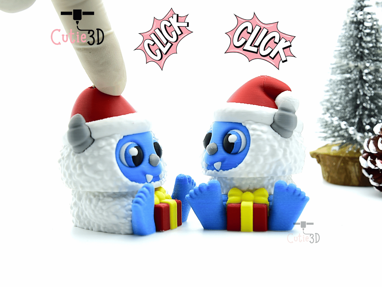 Cutie3D-Christmas Yeti with Presents Keycap Fidget Clicker Keychain_01.png