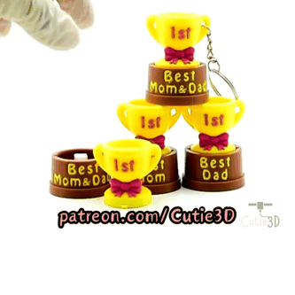 Digital Downloads - Cutie3D Best Mom Best Dad Trophy Fidget Clicker Keychain - Cute Backpack Keychain