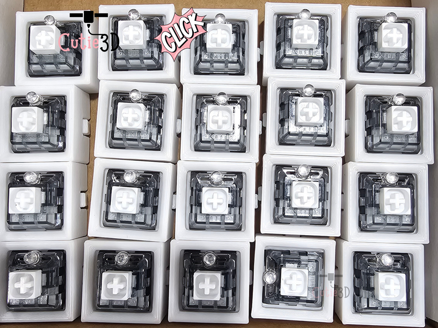 Cutie3D Ready-Click LED Module (20 Pack) – Pre-Assembled Light-Up Clicker with Battery Included