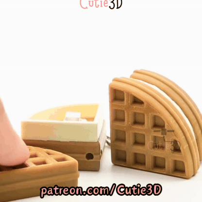 Digital Downloads - Cutie3D Waffle Ice Cream For Food Lovers Keycap Fidget Clicker Keychain - Cute Backpack Keychain