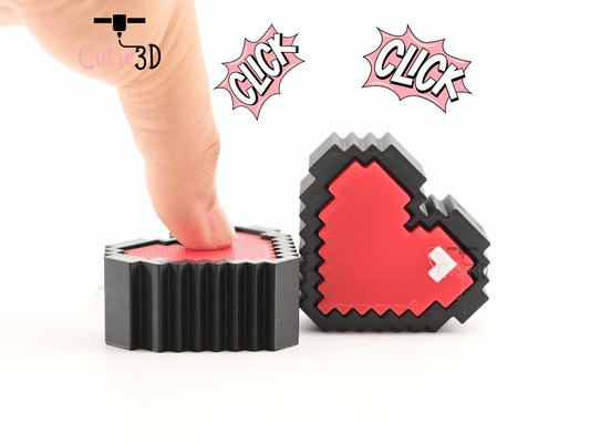 Digital Downloads - Cutie3D 8-Bit Heart Keycap Fidget Clicker Keychain - Cute Backpack Keychain